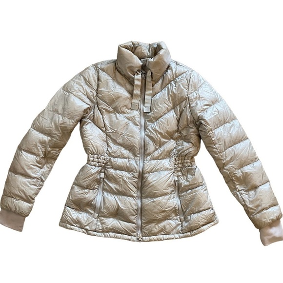 Athleta Banner Peak Down Jacket, Dove Grey Champagne, Size Large EUC - Picture 2 of 11